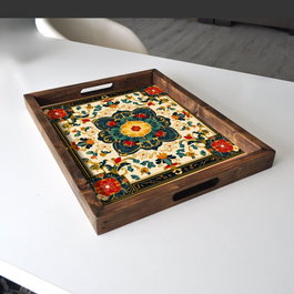 Aberto Design REF029 Bandeja de Madera Maciza Decoración Hogar 48x38x4 cm
